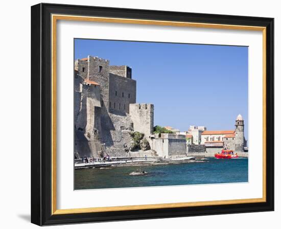 The Chateau-Royal and the Church of Notre-Dame-Des-Anges from the Harbour at Collioure, Cote Vermei-David Clapp-Framed Photographic Print