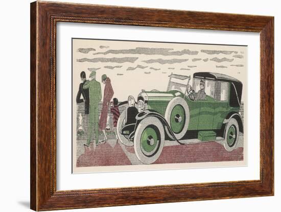 The Chauffeur of a Peugeot Waits While His Passengers Admire the View-Jean Grangier-Framed Art Print