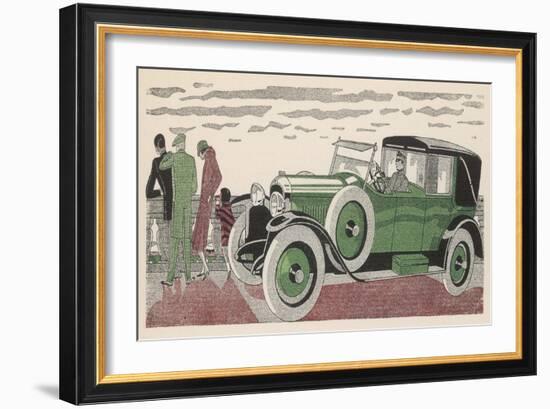 The Chauffeur of a Peugeot Waits While His Passengers Admire the View-Jean Grangier-Framed Art Print