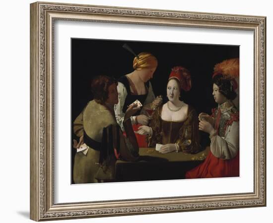 The Cheat with the Ace of Diamonds, about 1635-40-Georges de La Tour-Framed Giclee Print