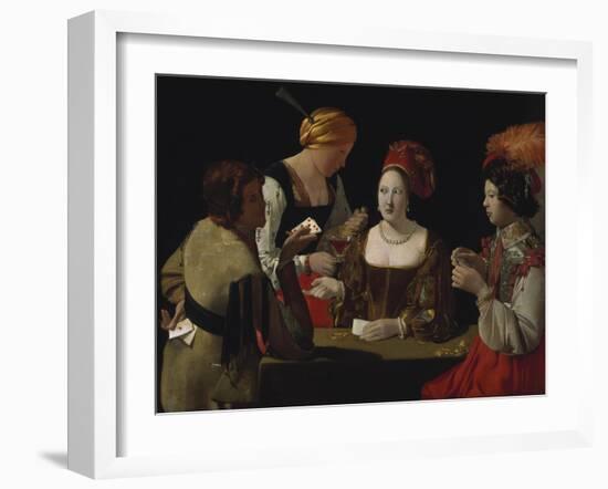 The Cheat with the Ace of Diamonds, about 1635-40-Georges de La Tour-Framed Giclee Print