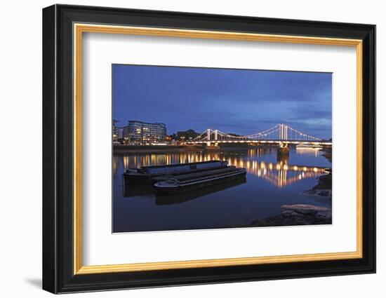 The Chelsea Bridge in London During Blue Hour, London, England-David Bank-Framed Photographic Print