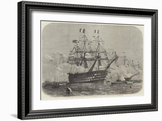 The Cherbourg Fetes, Her Majesty Visiting the Emperor and Empress on Board the Bretagne-Edwin Weedon-Framed Giclee Print