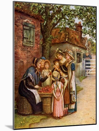 The cherry woman' by Kate Greenaway-Kate Greenaway-Mounted Giclee Print