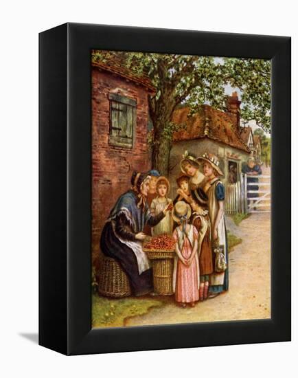 The cherry woman' by Kate Greenaway-Kate Greenaway-Framed Premier Image Canvas