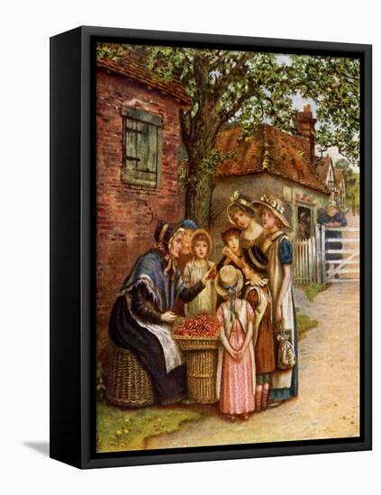 The cherry woman' by Kate Greenaway-Kate Greenaway-Framed Premier Image Canvas