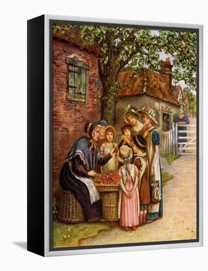 The cherry woman' by Kate Greenaway-Kate Greenaway-Framed Premier Image Canvas