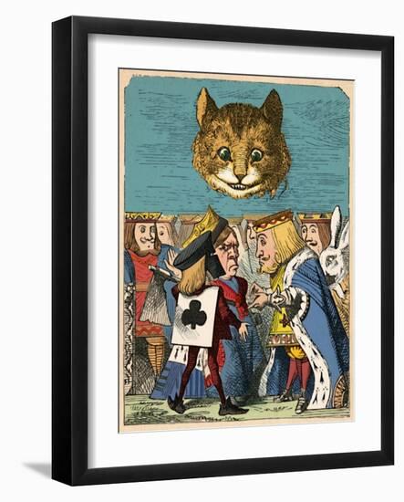 'The Cheshire Cat looking down at the Red King and Queen having an argument', 1889-John Tenniel-Framed Giclee Print