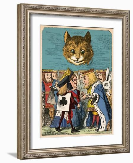 'The Cheshire Cat looking down at the Red King and Queen having an argument', 1889-John Tenniel-Framed Giclee Print