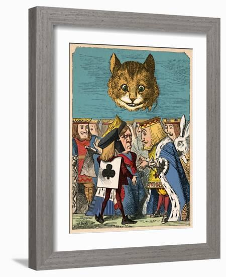 'The Cheshire Cat looking down at the Red King and Queen having an argument', 1889-John Tenniel-Framed Giclee Print