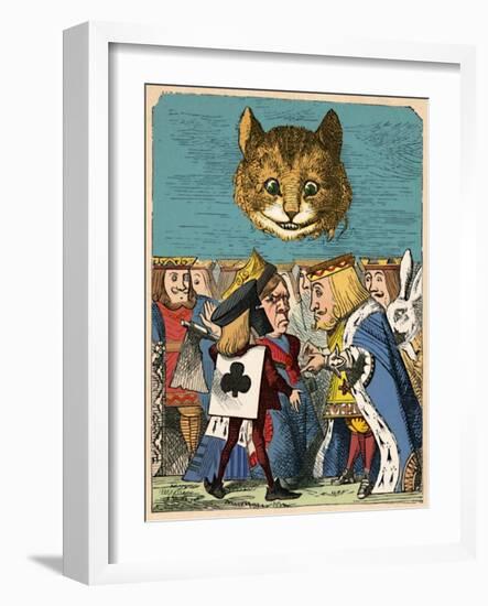 'The Cheshire Cat looking down at the Red King and Queen having an argument', 1889-John Tenniel-Framed Giclee Print