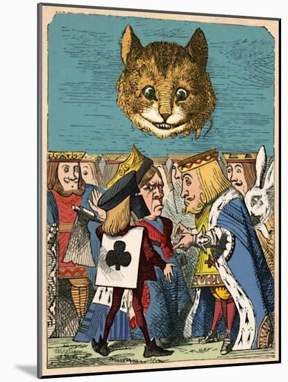 'The Cheshire Cat looking down at the Red King and Queen having an argument', 1889-John Tenniel-Mounted Giclee Print