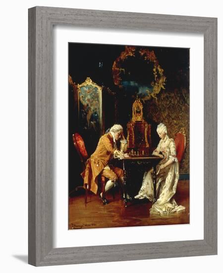 The Chess Game, 1881-Johann Hamza-Framed Giclee Print