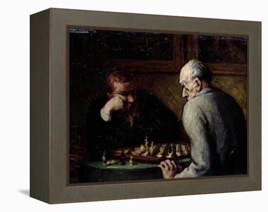 The Chess Players, circa 1863-67-Honore Daumier-Framed Premier Image Canvas