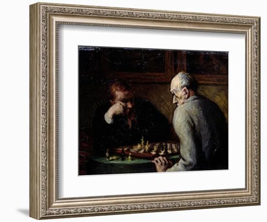 The Chess Players, circa 1863-67-Honore Daumier-Framed Giclee Print