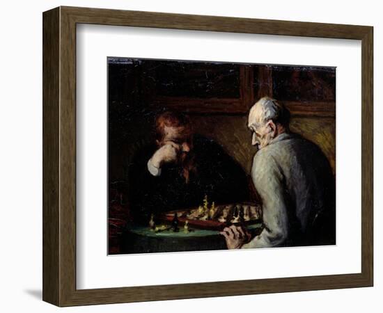 The Chess Players, circa 1863-67-Honore Daumier-Framed Giclee Print