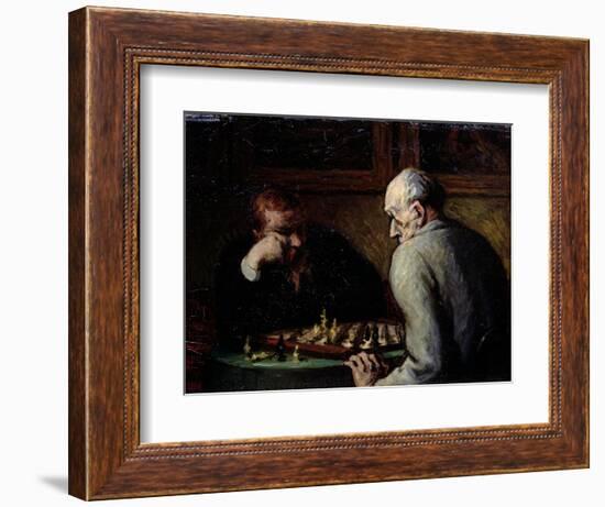 The Chess Players, circa 1863-67-Honore Daumier-Framed Giclee Print