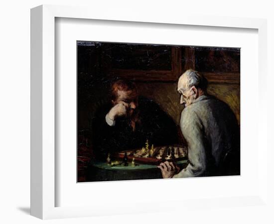 The Chess Players, circa 1863-67-Honore Daumier-Framed Giclee Print