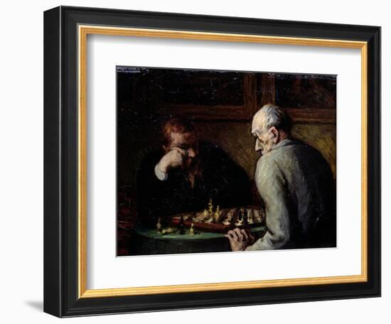 The Chess Players, circa 1863-67-Honore Daumier-Framed Giclee Print