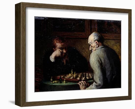 The Chess Players, circa 1863-67-Honore Daumier-Framed Giclee Print