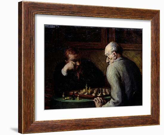 The Chess Players, circa 1863-67-Honore Daumier-Framed Giclee Print