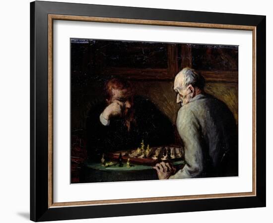 The Chess Players, circa 1863-67-Honore Daumier-Framed Giclee Print