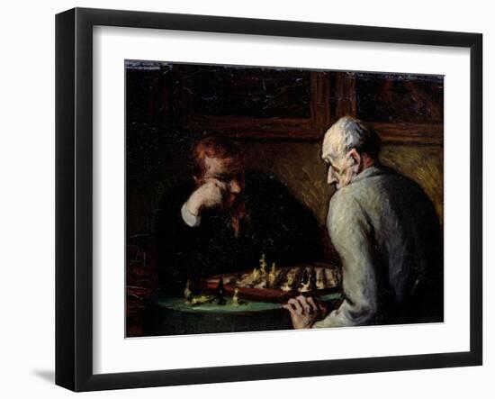 The Chess Players, circa 1863-67-Honore Daumier-Framed Giclee Print