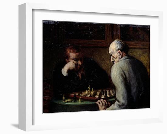 The Chess Players, circa 1863-67-Honore Daumier-Framed Giclee Print