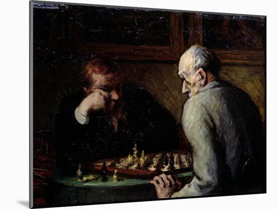 The Chess Players, circa 1863-67-Honore Daumier-Mounted Giclee Print