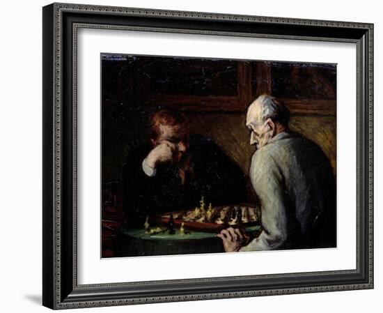 The Chess Players, circa 1863-67-Honore Daumier-Framed Giclee Print