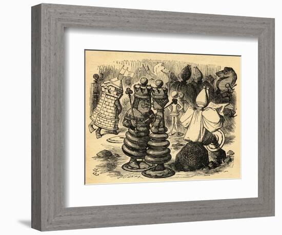 The Chess Players, Illustration from 'Through the Looking Glass' by Lewis Carroll (1832-98) First…-John Tenniel-Framed Giclee Print