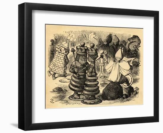 The Chess Players, Illustration from 'Through the Looking Glass' by Lewis Carroll (1832-98) First…-John Tenniel-Framed Giclee Print