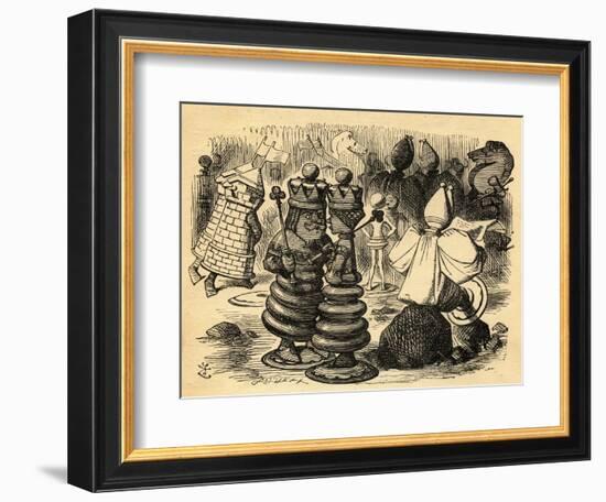 The Chess Players, Illustration from 'Through the Looking Glass' by Lewis Carroll (1832-98) First…-John Tenniel-Framed Giclee Print