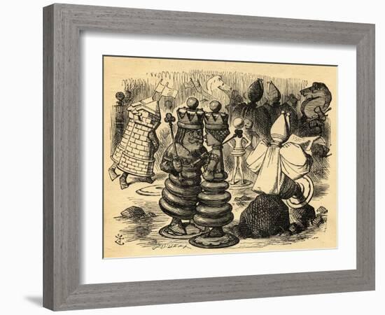 The Chess Players, Illustration from 'Through the Looking Glass' by Lewis Carroll (1832-98) First…-John Tenniel-Framed Giclee Print