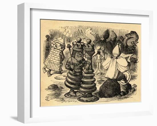 The Chess Players, Illustration from 'Through the Looking Glass' by Lewis Carroll (1832-98) First…-John Tenniel-Framed Giclee Print