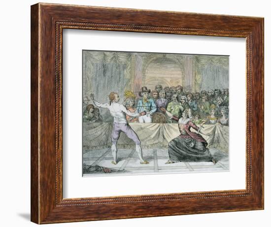 The Chevalier D'Eon, Dressed as a Woman, in a Fencing Match-English School-Framed Premium Giclee Print