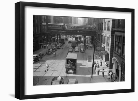 The Chicago Elevated Railroad at Franklin Street. July 1941-null-Framed Photo