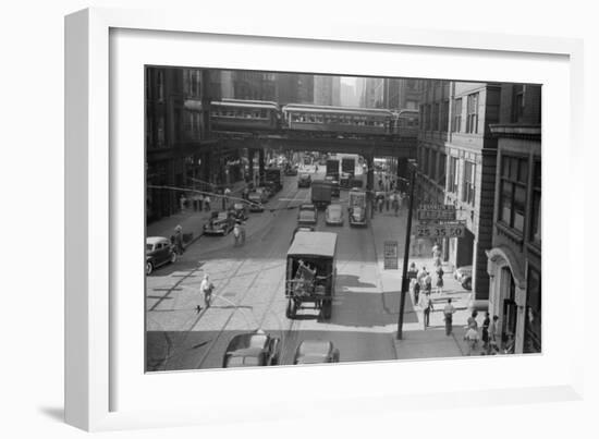 The Chicago Elevated Railroad at Franklin Street. July 1941-null-Framed Photo