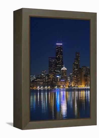 The Chicago Skyline over Lake Michigan at Dusk-Jon Hicks-Framed Premier Image Canvas