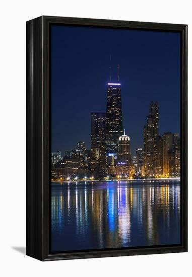 The Chicago Skyline over Lake Michigan at Dusk-Jon Hicks-Framed Premier Image Canvas