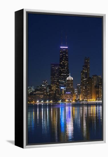 The Chicago Skyline over Lake Michigan at Dusk-Jon Hicks-Framed Premier Image Canvas