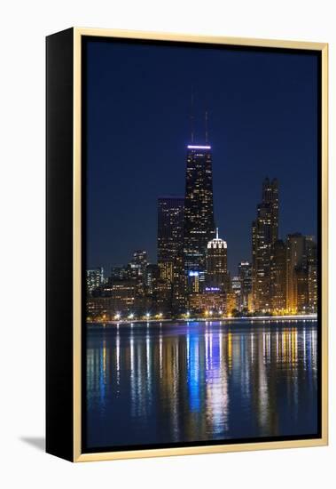 The Chicago Skyline over Lake Michigan at Dusk-Jon Hicks-Framed Premier Image Canvas