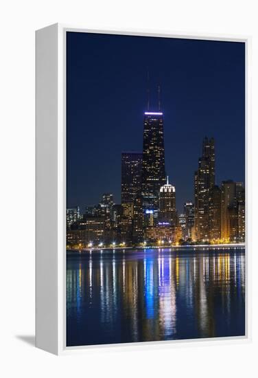 The Chicago Skyline over Lake Michigan at Dusk-Jon Hicks-Framed Premier Image Canvas