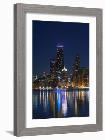 The Chicago Skyline over Lake Michigan at Dusk-Jon Hicks-Framed Photographic Print