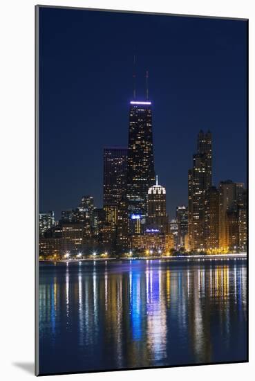 The Chicago Skyline over Lake Michigan at Dusk-Jon Hicks-Mounted Photographic Print