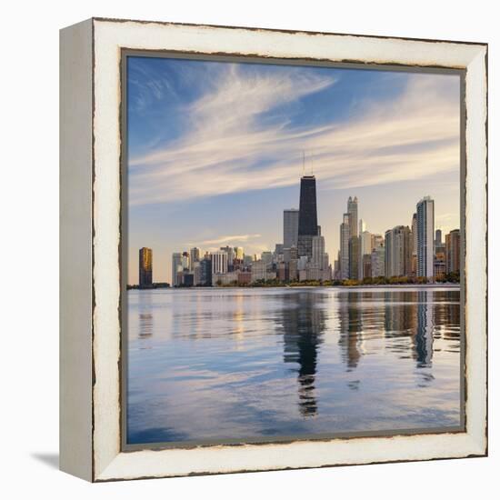 The Chicago Skyline over Lake Michigan-Jon Hicks-Framed Premier Image Canvas