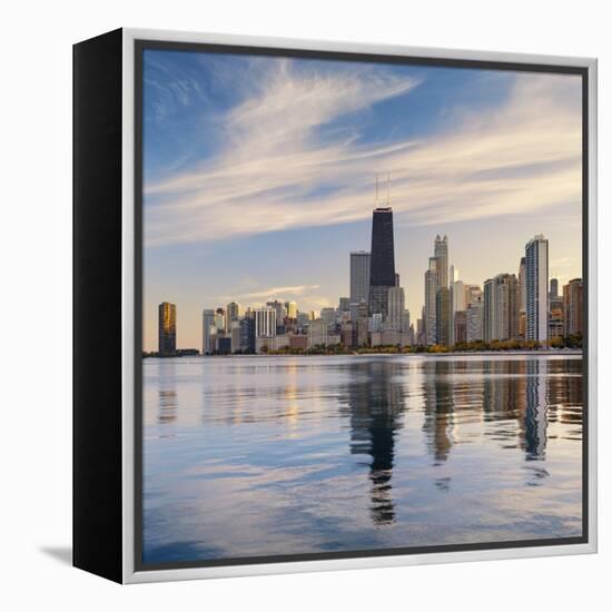 The Chicago Skyline over Lake Michigan-Jon Hicks-Framed Premier Image Canvas