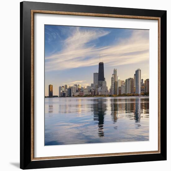 The Chicago Skyline over Lake Michigan-Jon Hicks-Framed Photographic Print