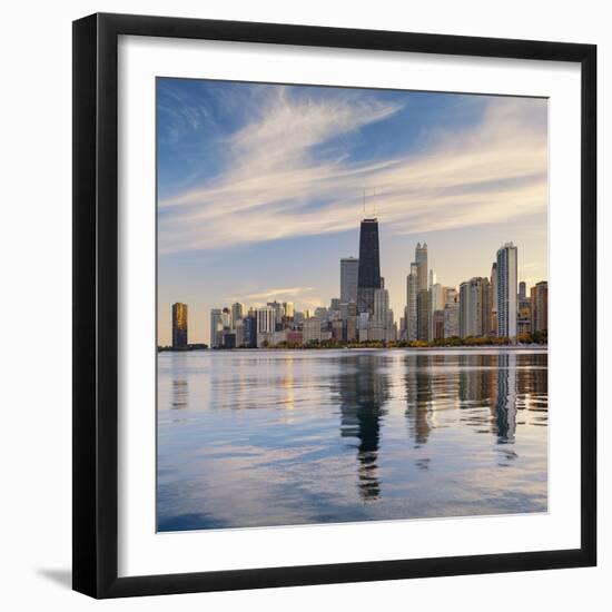 The Chicago Skyline over Lake Michigan-Jon Hicks-Framed Photographic Print