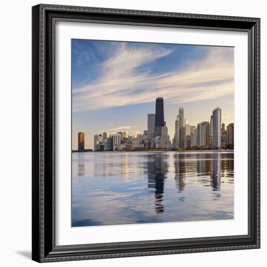 The Chicago Skyline over Lake Michigan-Jon Hicks-Framed Photographic Print